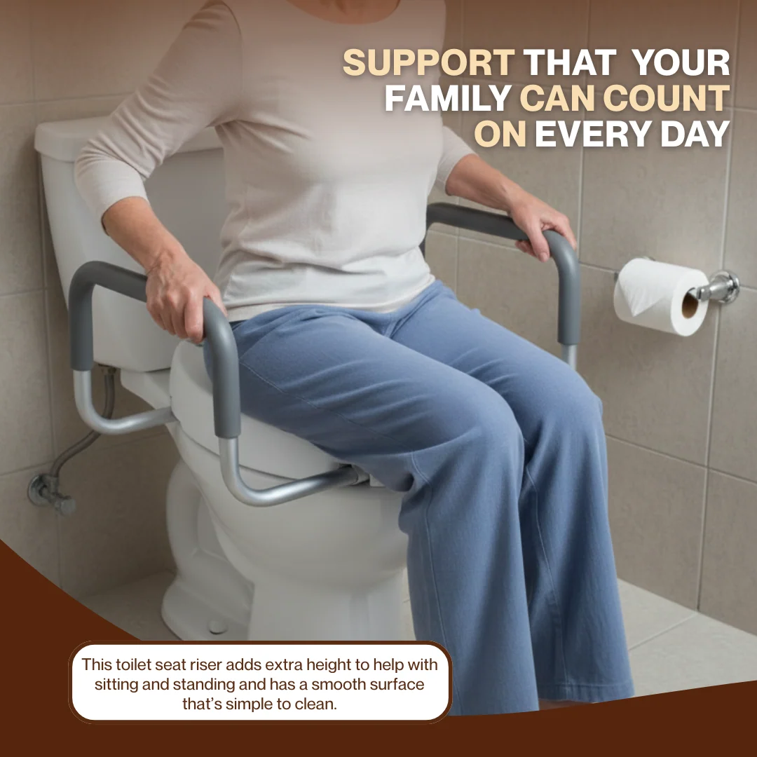 Toilet Seat Riser with Handles for Seniors Fits Most Elongated Toilets