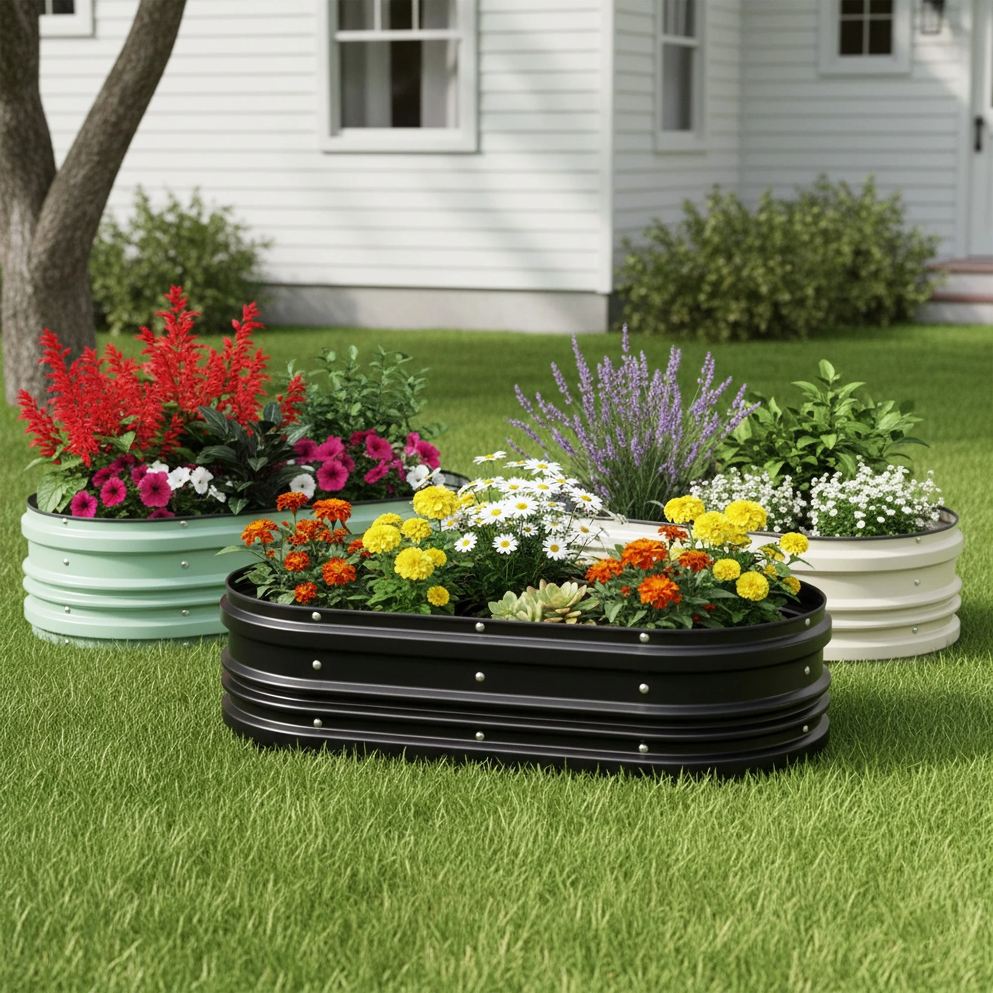 WORKPRO 4x2x1ft Galvanized Raised Garden Bed Set, Rust & Corrosion Protection, Easy Assembly, Safe Edge, Ideal for Vegetables & Flowers, Black, 2 Pcs - Image 11