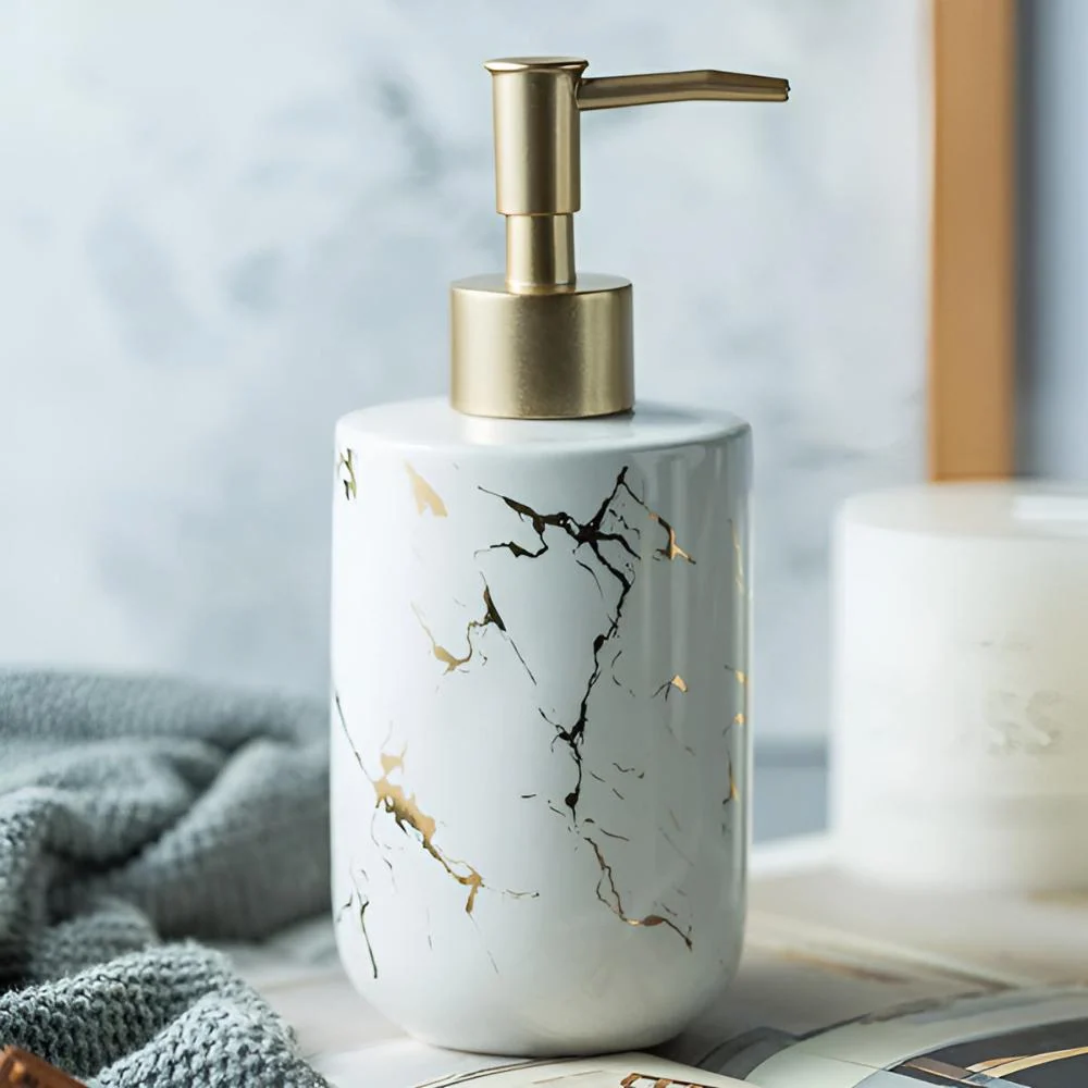Soap Dispenser Ceramic Marble Gold Veins 400 ml - Image 5