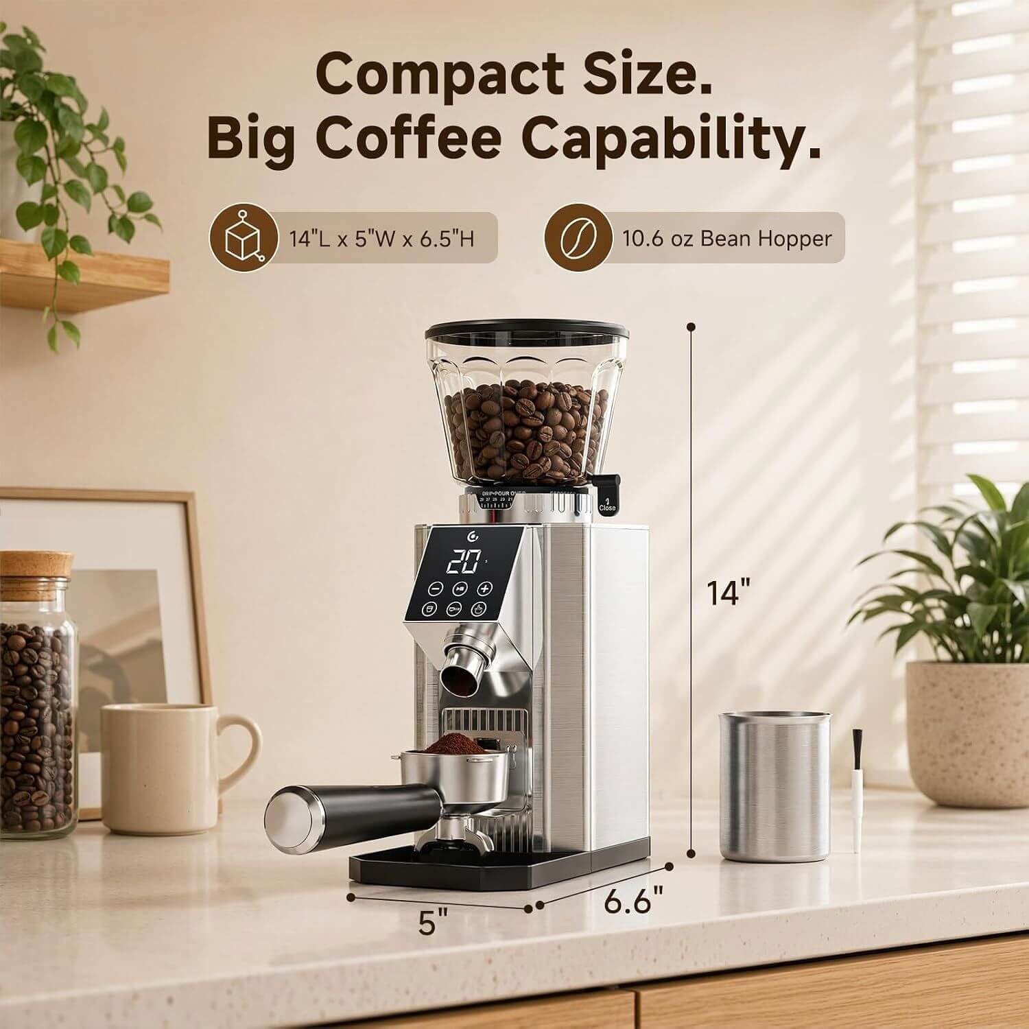 AMZCHEF Conical Burr Coffee Grinder 45 Settings Low Mess 3