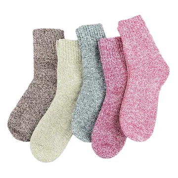 Winter Mid Calf Socks for Women - 5 Pair Wool Blend Set