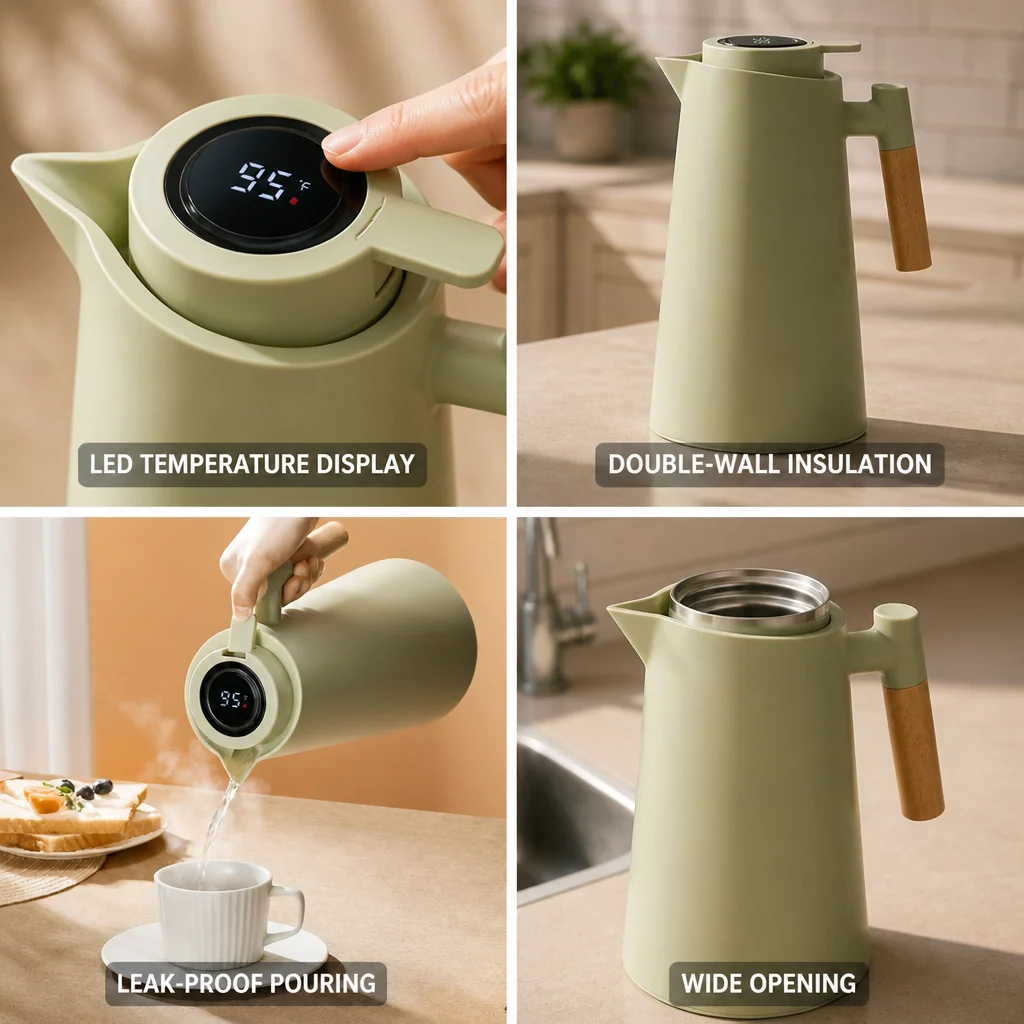 Thermos Flask LED Temperature Display Double-Wall Stainless Steel 1L - Image 5