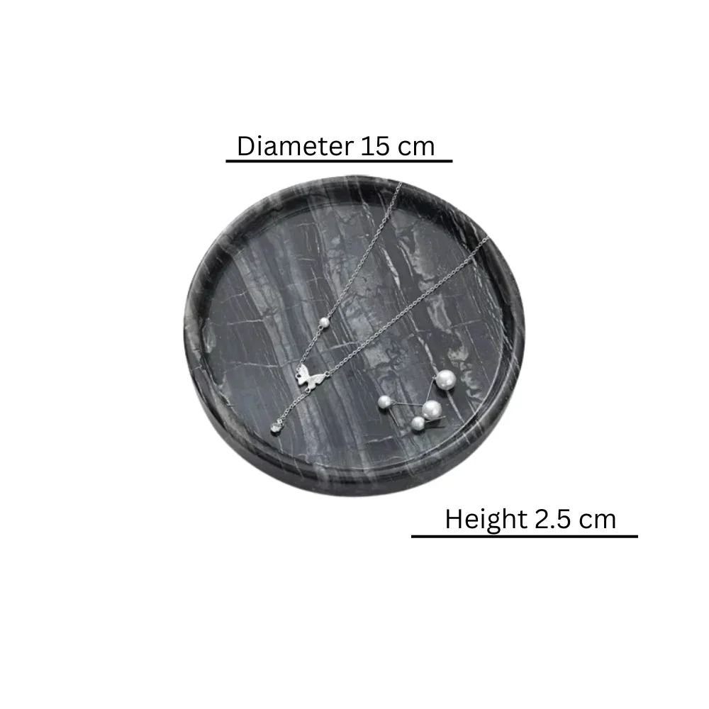 Jewelry Tray Round Marble Durable & Easy-to-Clean - Image 2