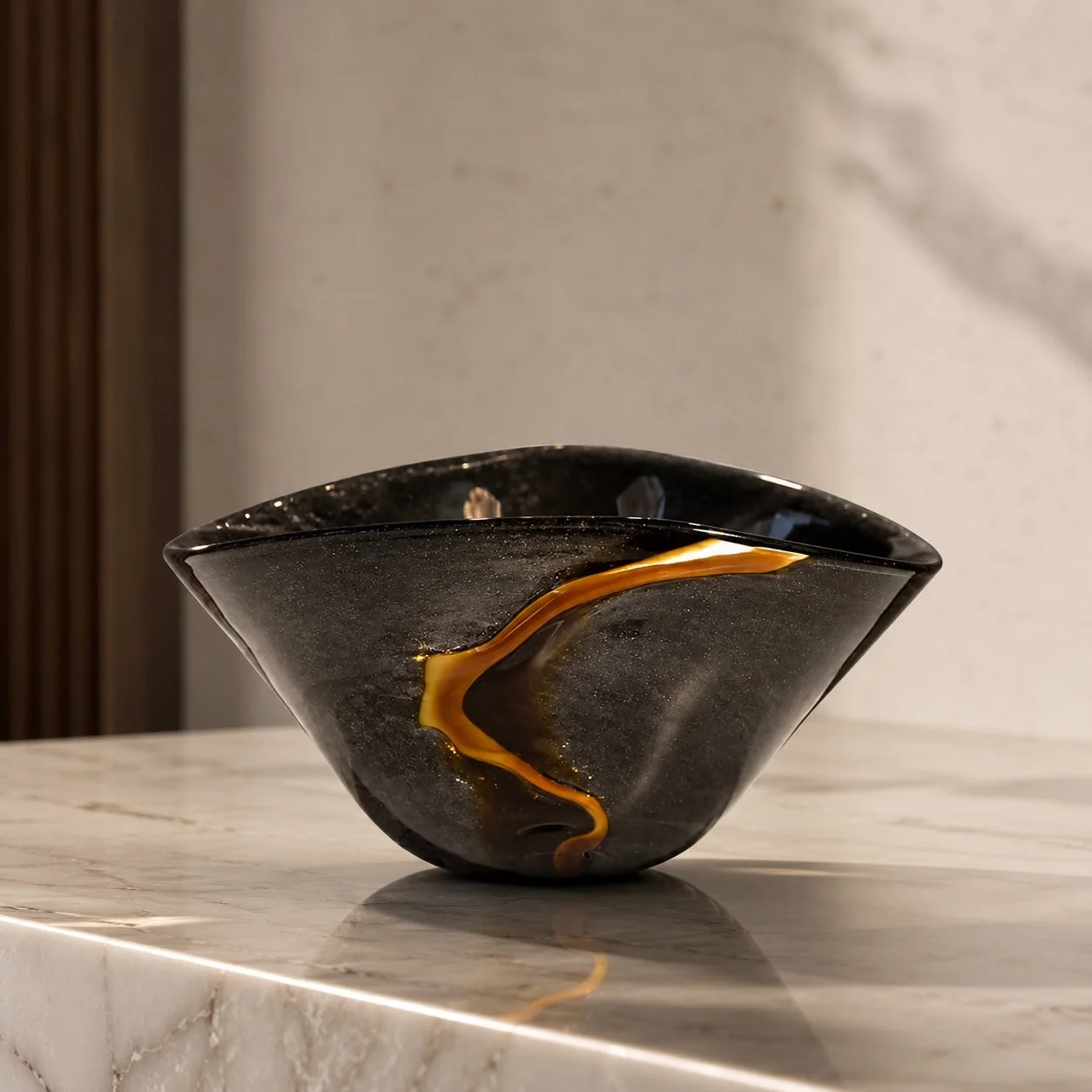 Artistic Handcrafted Black Glass Decorative Vase - Image 3