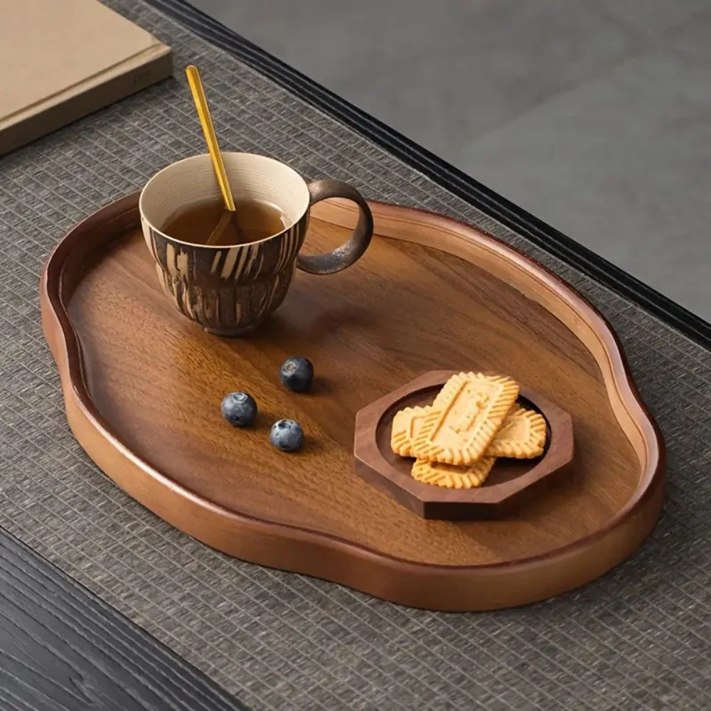 Serving Tray Vintage-Style Irregular Shape Bamboo & Recycled Wood
