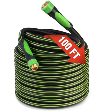 WORKPRO Hybrid Garden Hose 5/8" x 100ft, Heavy Duty | Flexible Hybrid Rubber, 3/4" Solid Brass Fittings & Rotary Handle, Kink Resistant, for Lawn, Garden & Yard Watering