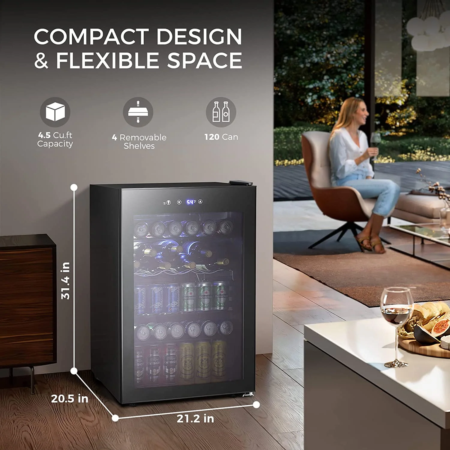 Matte Beverage Refrigerator and Cooler W58128H