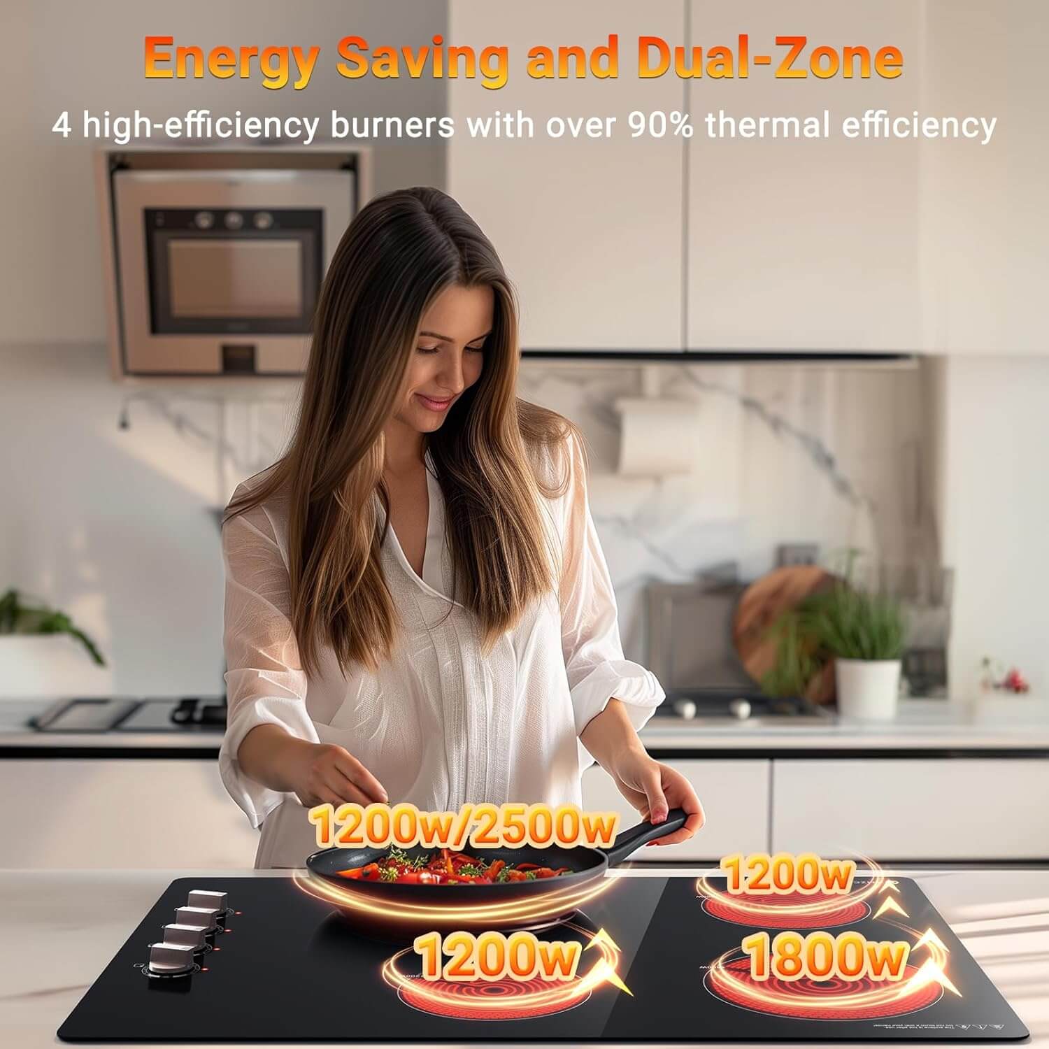 AMZCHEF 30 Inch Upgraded 6700W Knob Control Built-in Ceramic Cooktop — 67HLA30K2 3