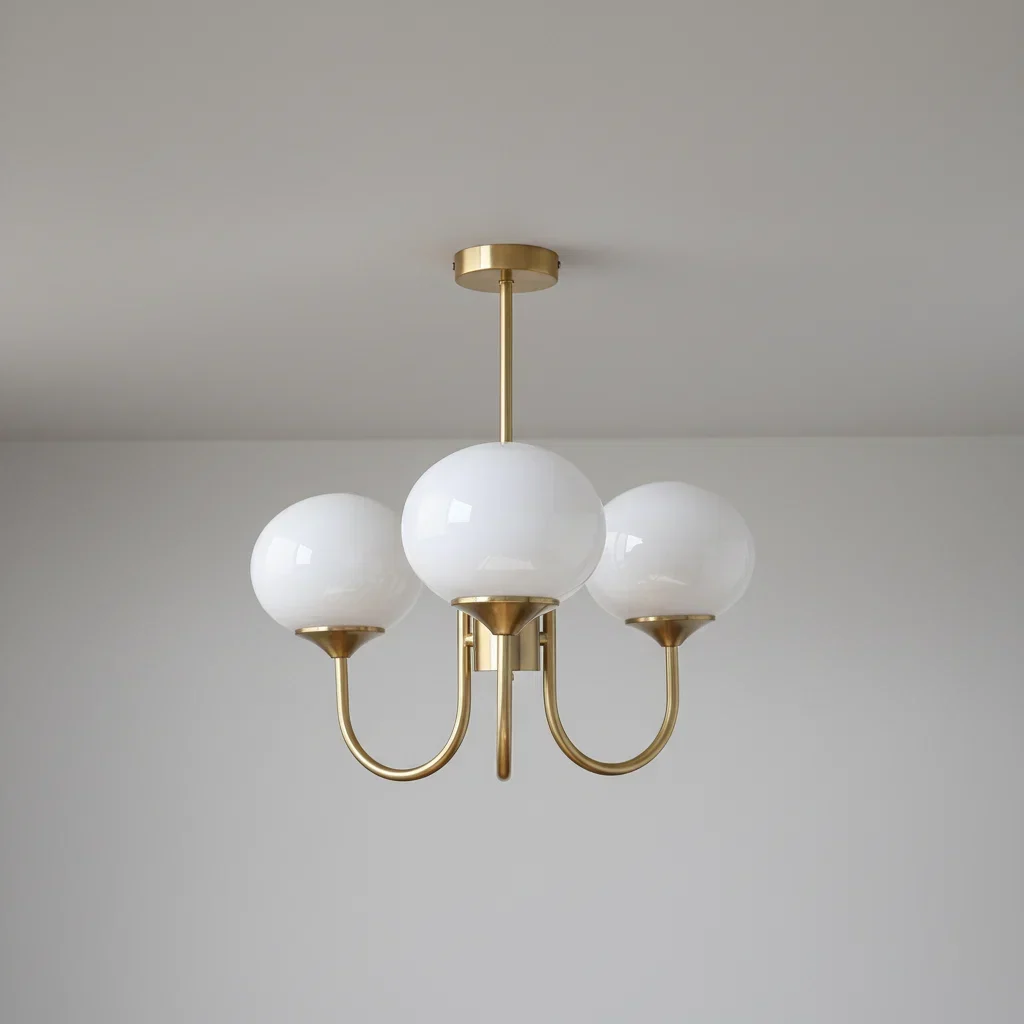 Elegant Pink Glass Ceiling Lamp with Gold Accents - Image 8