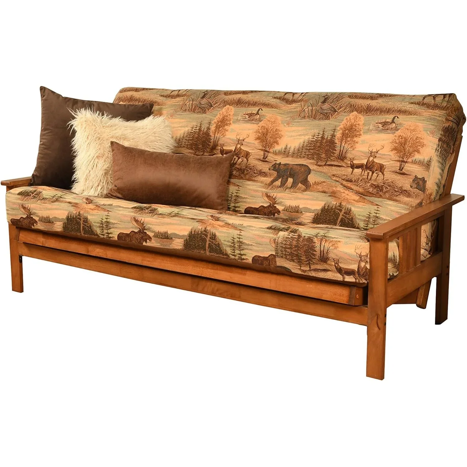 Homestock African Artifacts Full Size Futon Frame Set with Mattress, Easily Converts to Bed, Versatile Design Futon Frame for All Spaces, 33"H x 79"L x 37"D-Color:Linen Charcoal,Size:Barbados - Image 133