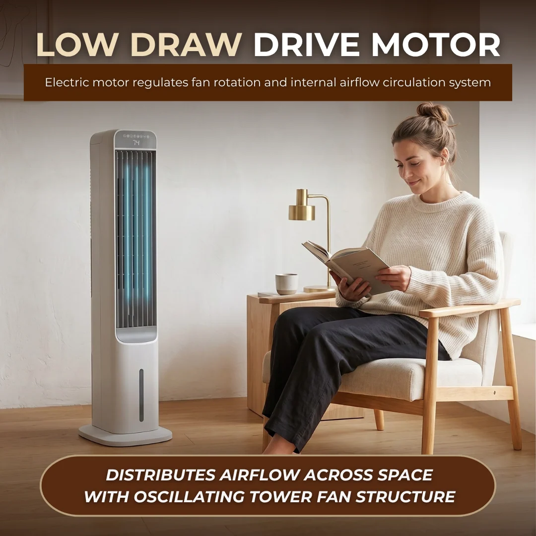 Evaporative Air Cooler Tower Fan with 3 Speeds and 4 Preset Modes