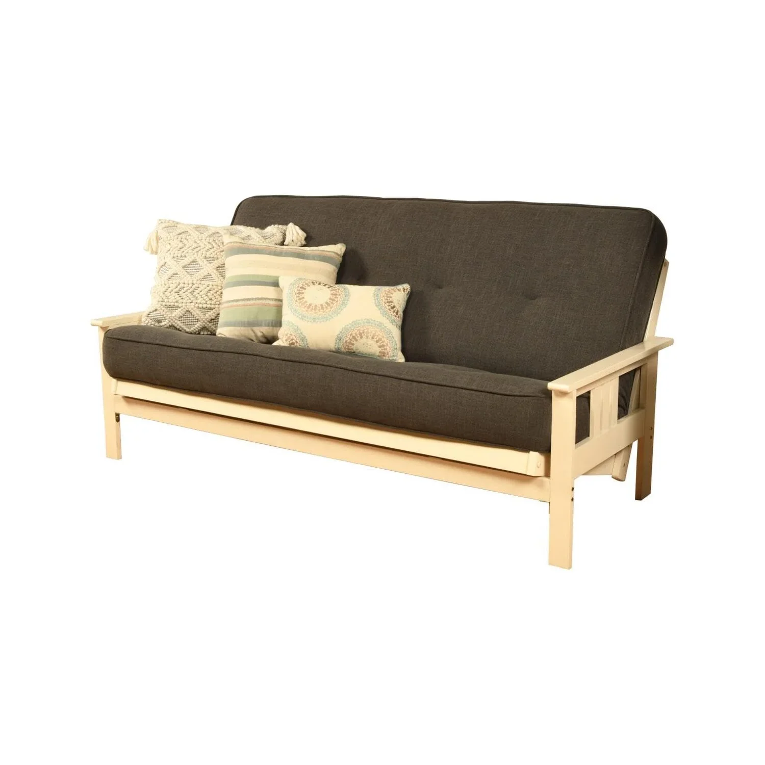 Homestock African Artifacts Full Size Futon Frame Set with Mattress, Easily Converts to Bed, Versatile Design Futon Frame for All Spaces, 33"H x 79"L x 37"D-Color:Linen Charcoal,Size:Barbados - Image 39