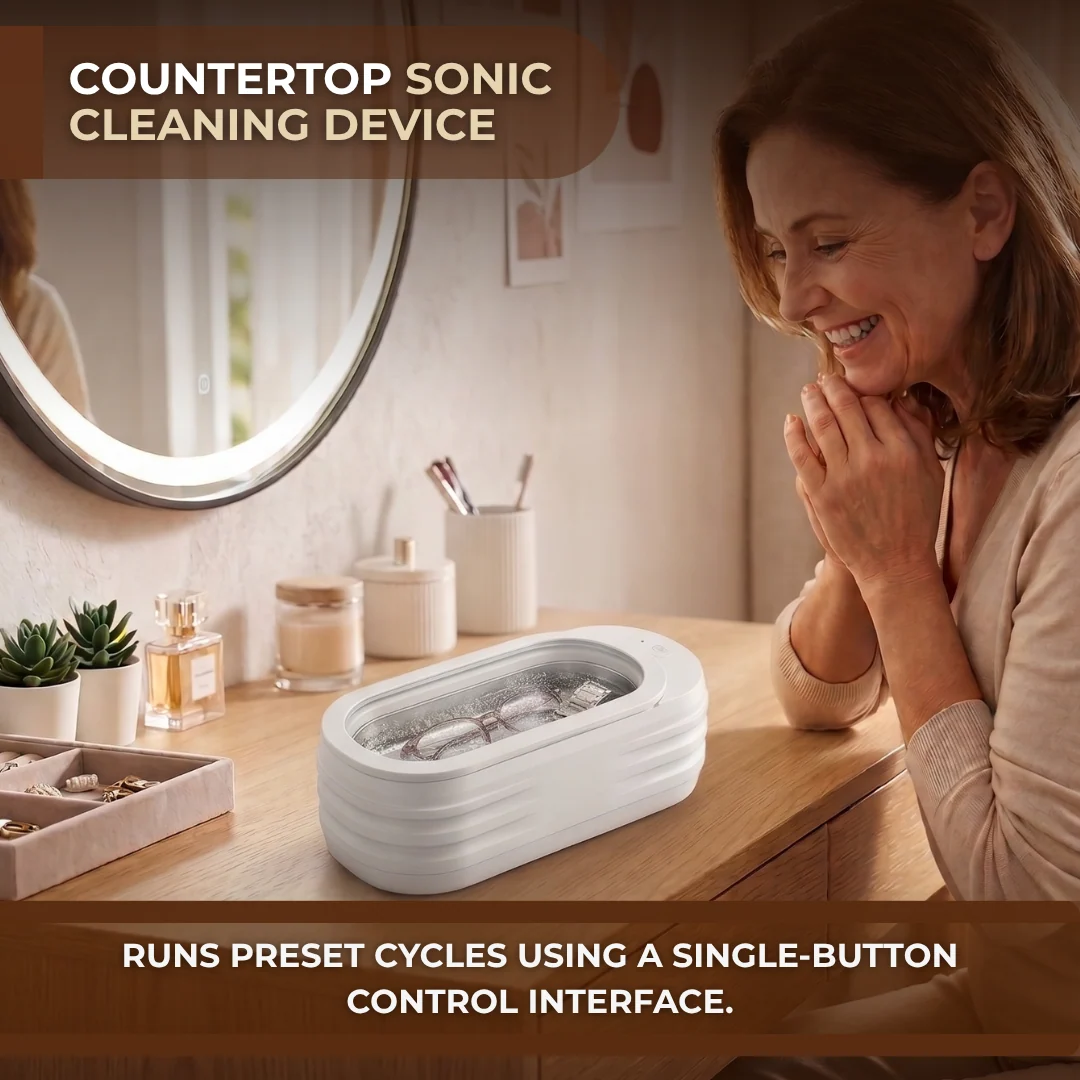 Ultrasonic Jewelry Cleaner 350ml Tank, 46kHz Sonic Cleaning Machine
