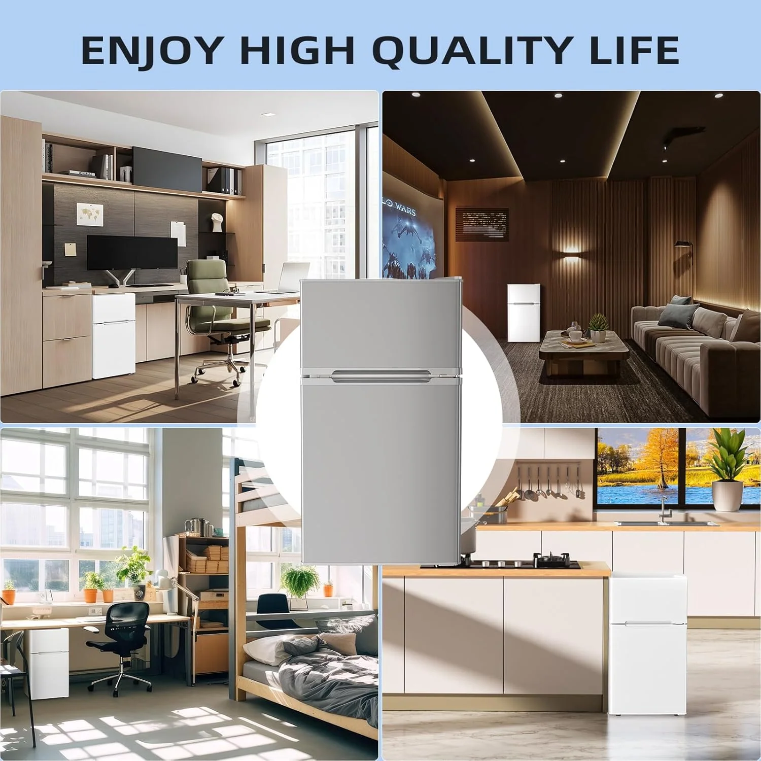 Kismile Mini Fridge 3.1Cu.Ft Compact Refrigerator 2-Doors Freezer - Image 20