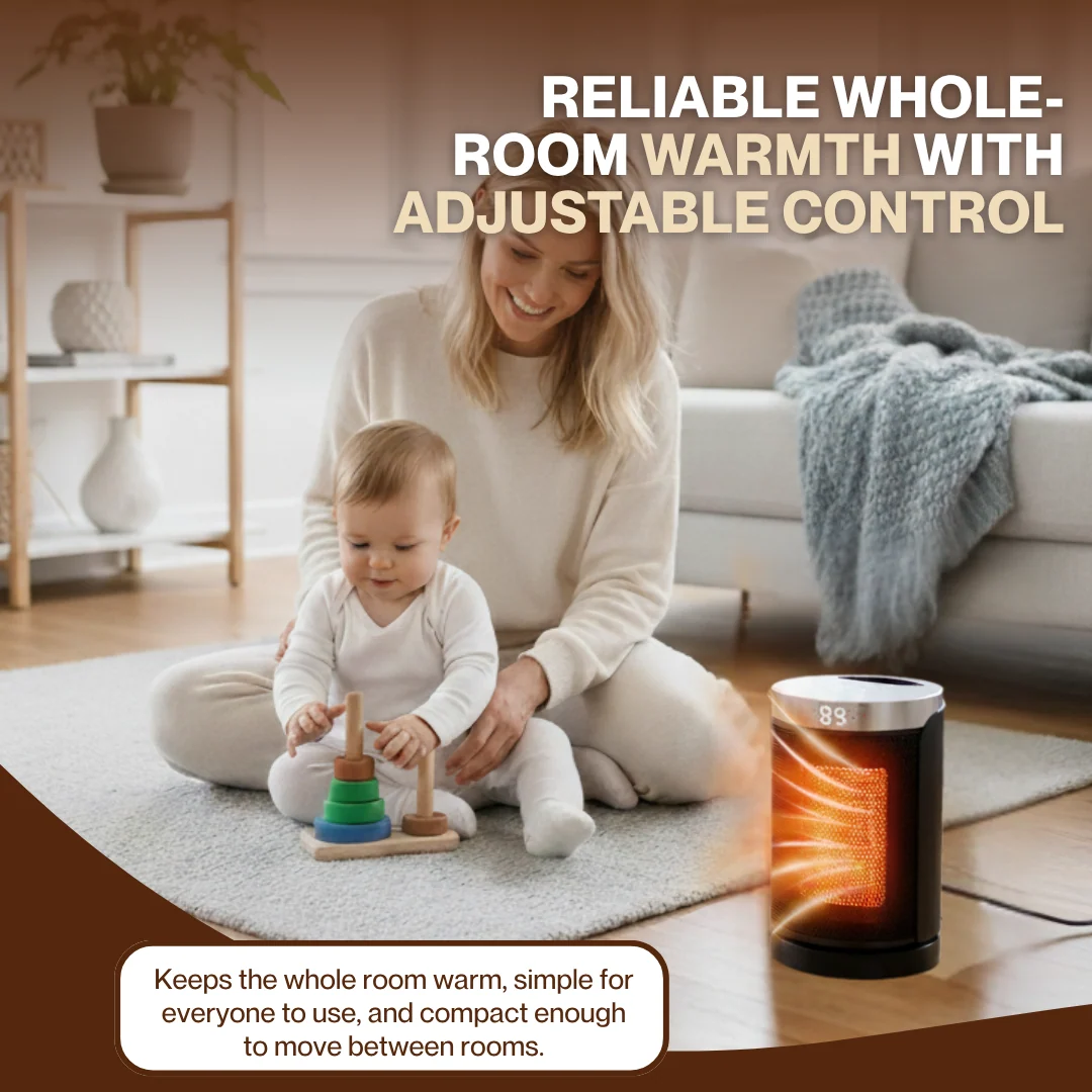 Portable Space Heater with Thermostat, 70° Oscillation & Timer