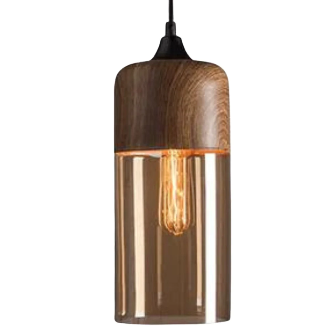 Versatile Wooden Pendant Light – Adjustable Glass Fixture for Home - Image 3