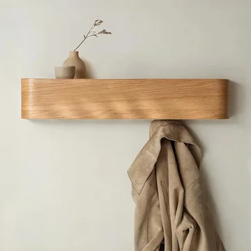 Stylish Oak Wall Organizer with Concealed Hooks