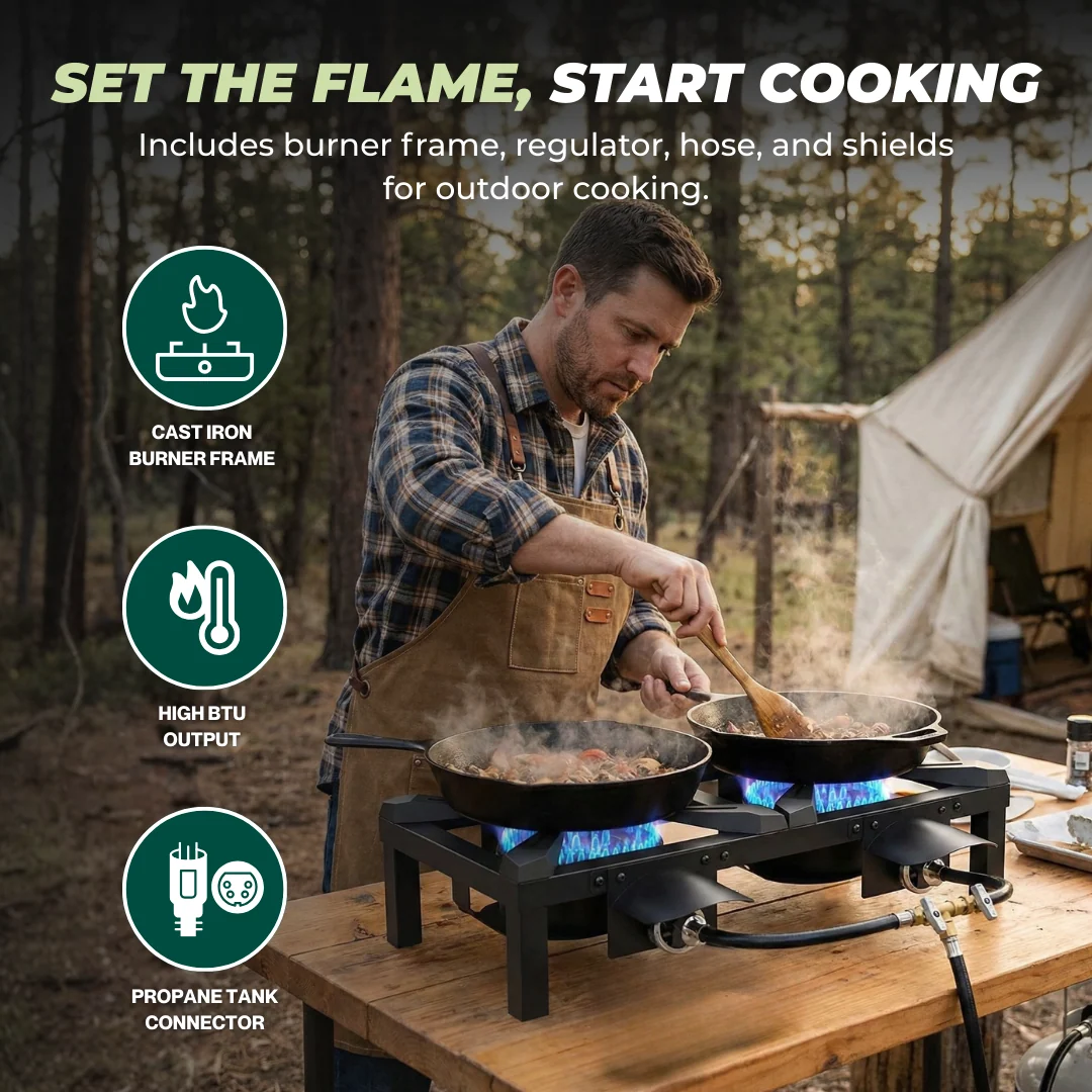 Portable Cast Iron Propane Burner Stove for Outdoor Cooking