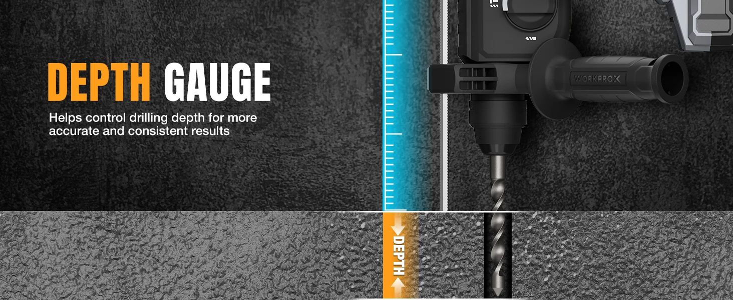Depth gauge tool with a drill bit and measurement scale, showing innovation and quality control depth
