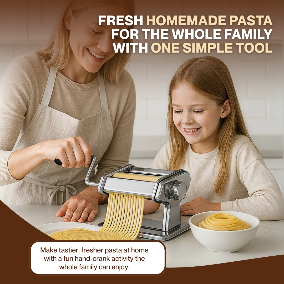 Manual Pasta Maker Stainless Steel with 7 Thickness Settings
