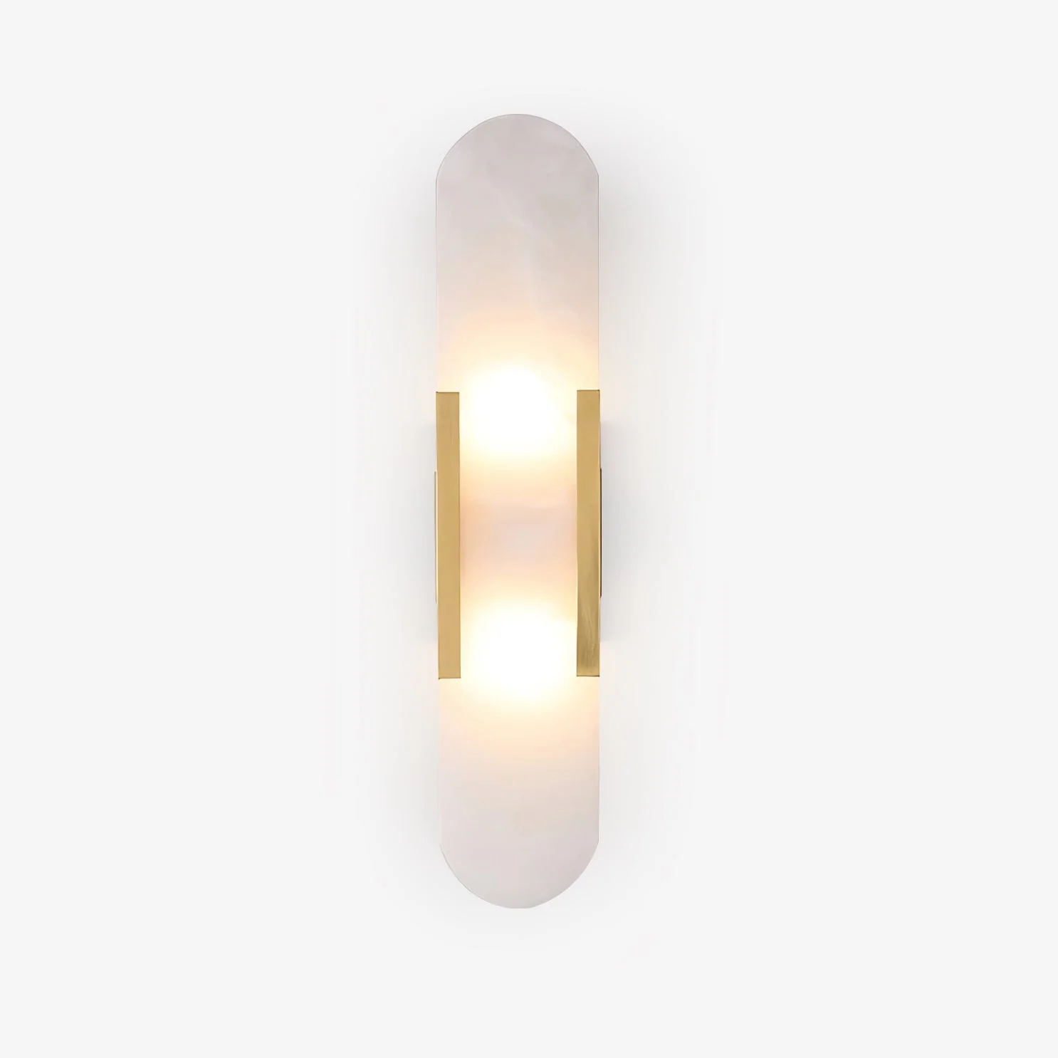 Artisan Alabaster Wall Light with Elegant Brass Accents - Image 2
