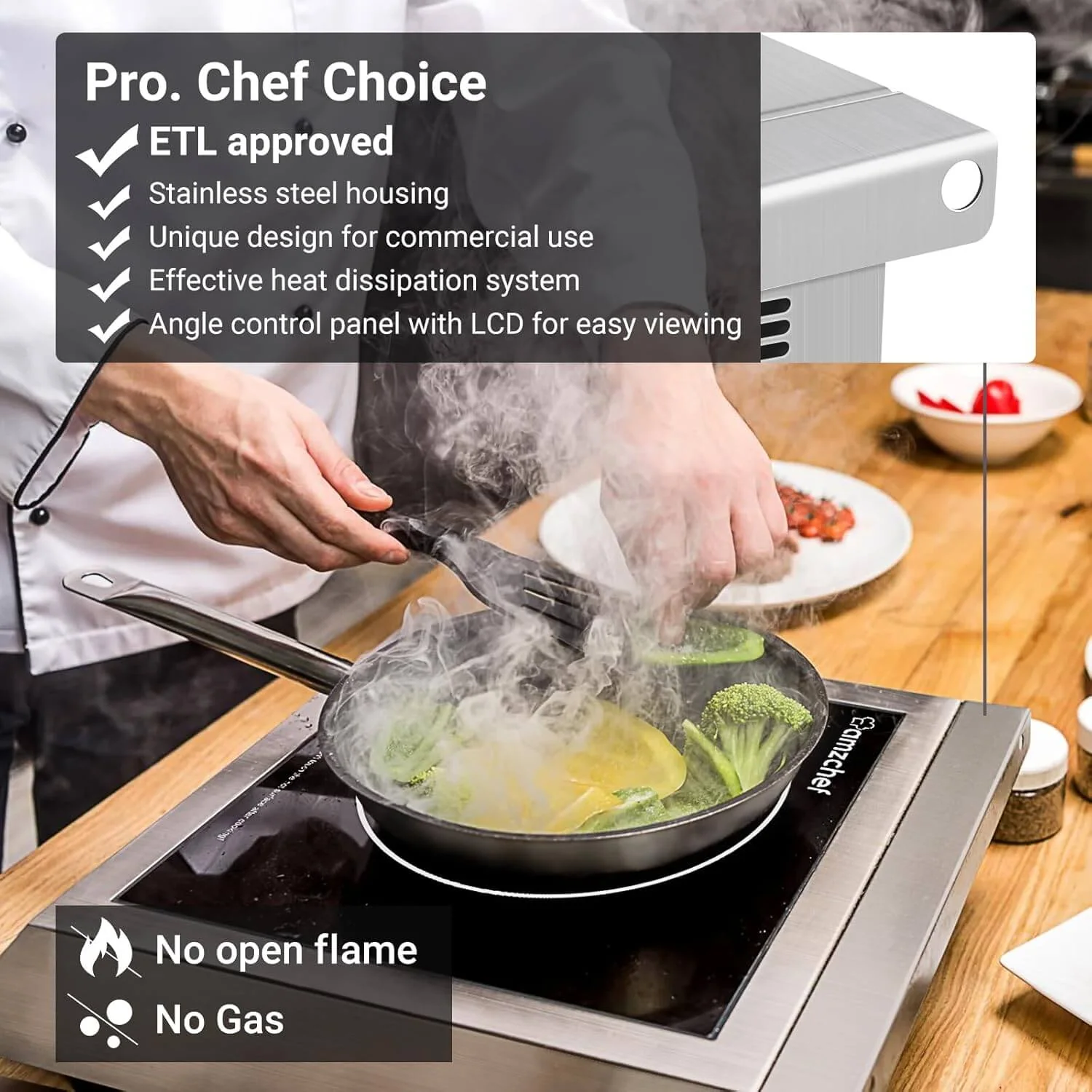 AMZCHEF Portable Induction Cooktop 1800W Countertop Commercial 2