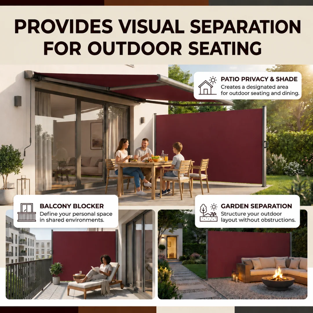 126 in Retractable Side Awning Privacy Screen for Patio Garden
