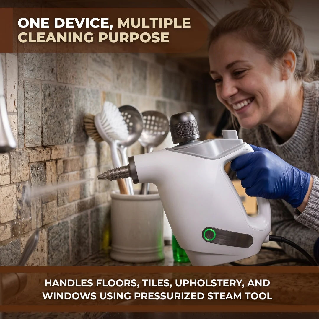 Handheld Steam Cleaner 1050W 500ml Capacity with Attachments
