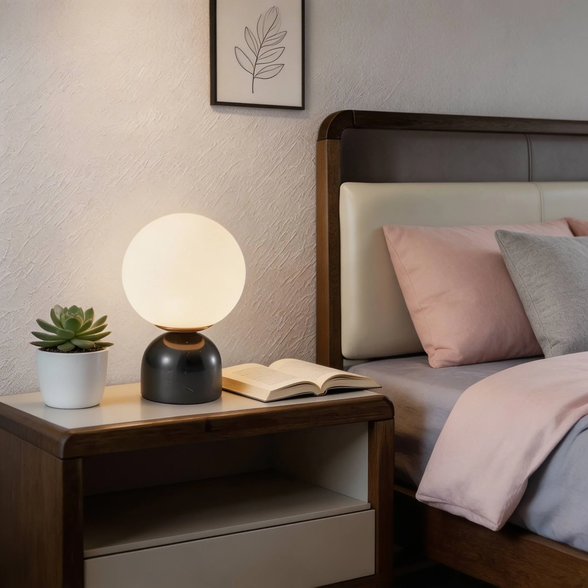 Marble Table Lamp with Round Shade - Image 5