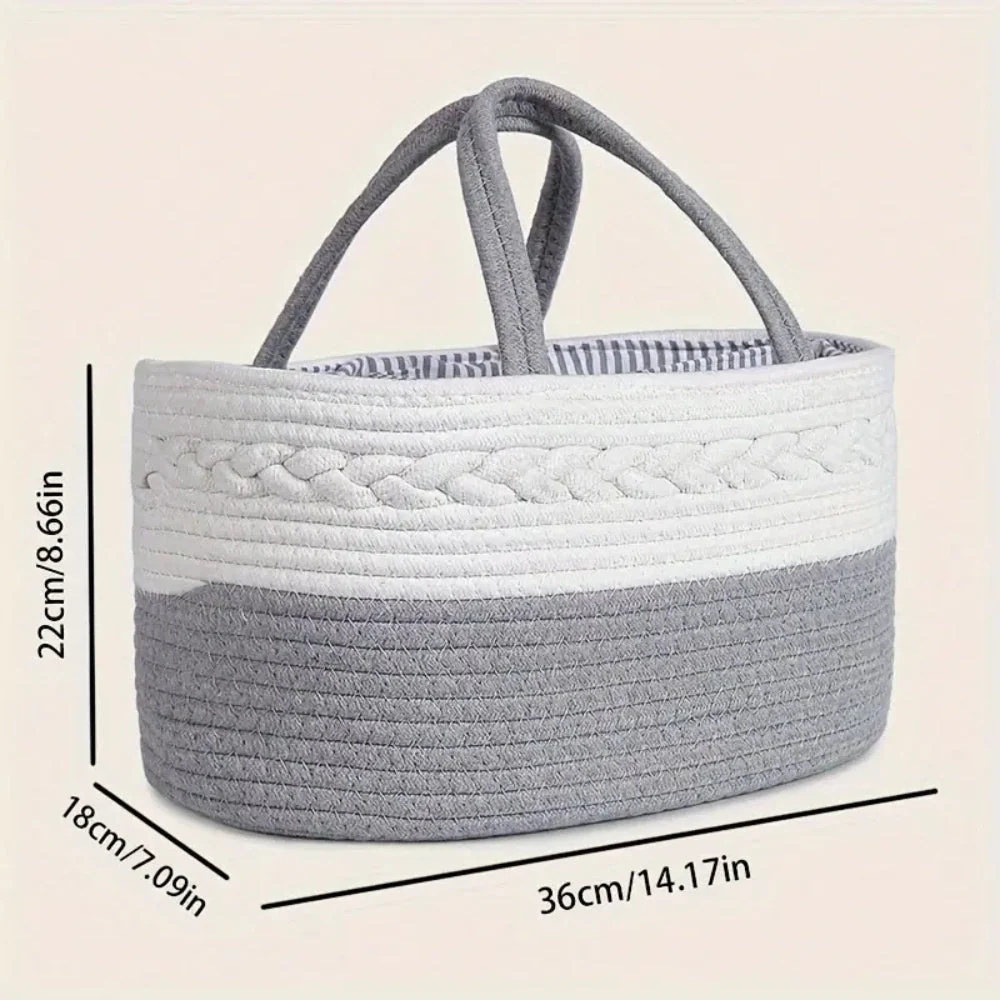 Baby Essentials Organizer Braided Grey Woven Lightweight & Portable - Image 3