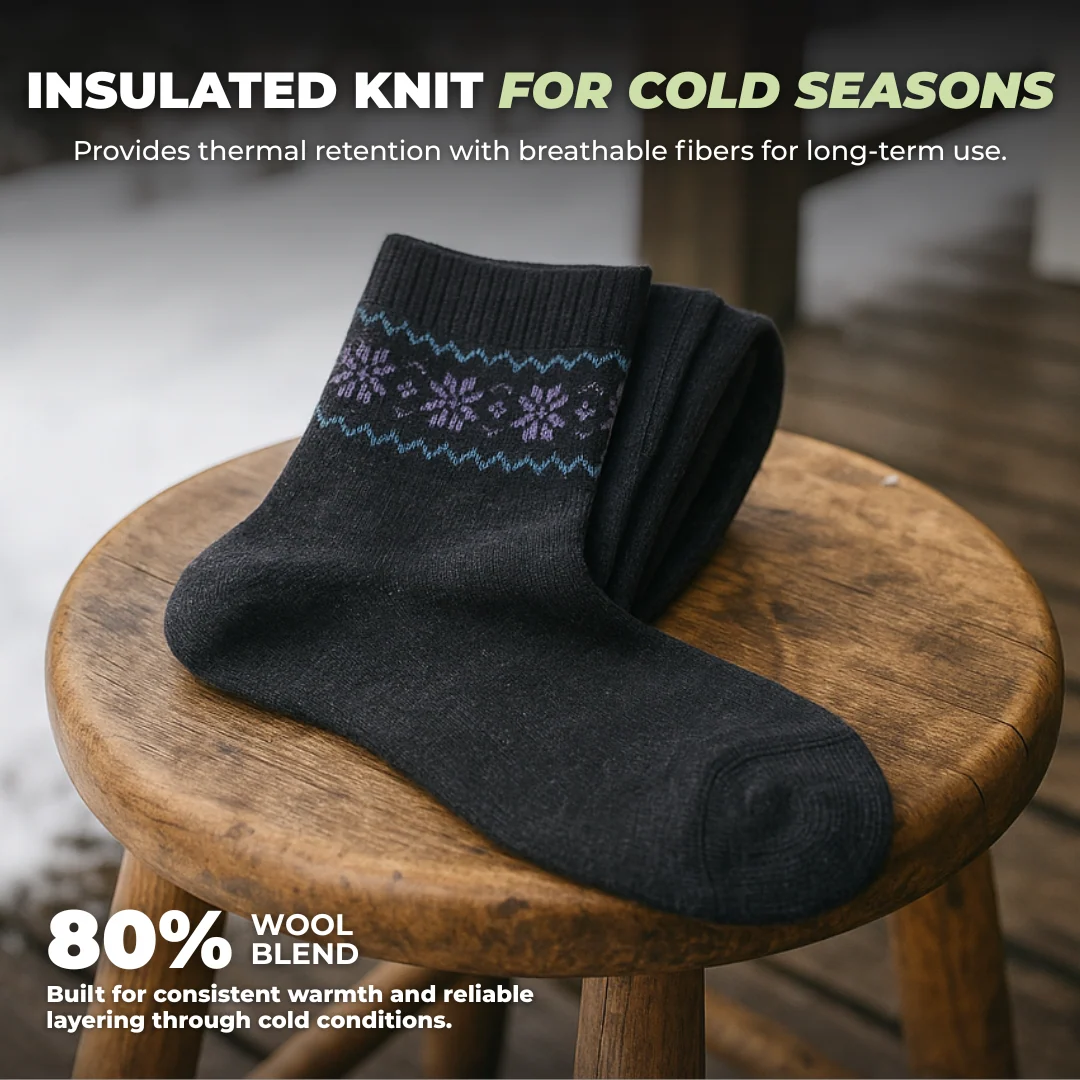 Women’s Wool Thermal Crew Socks 4-Pack Knit Breathable Design