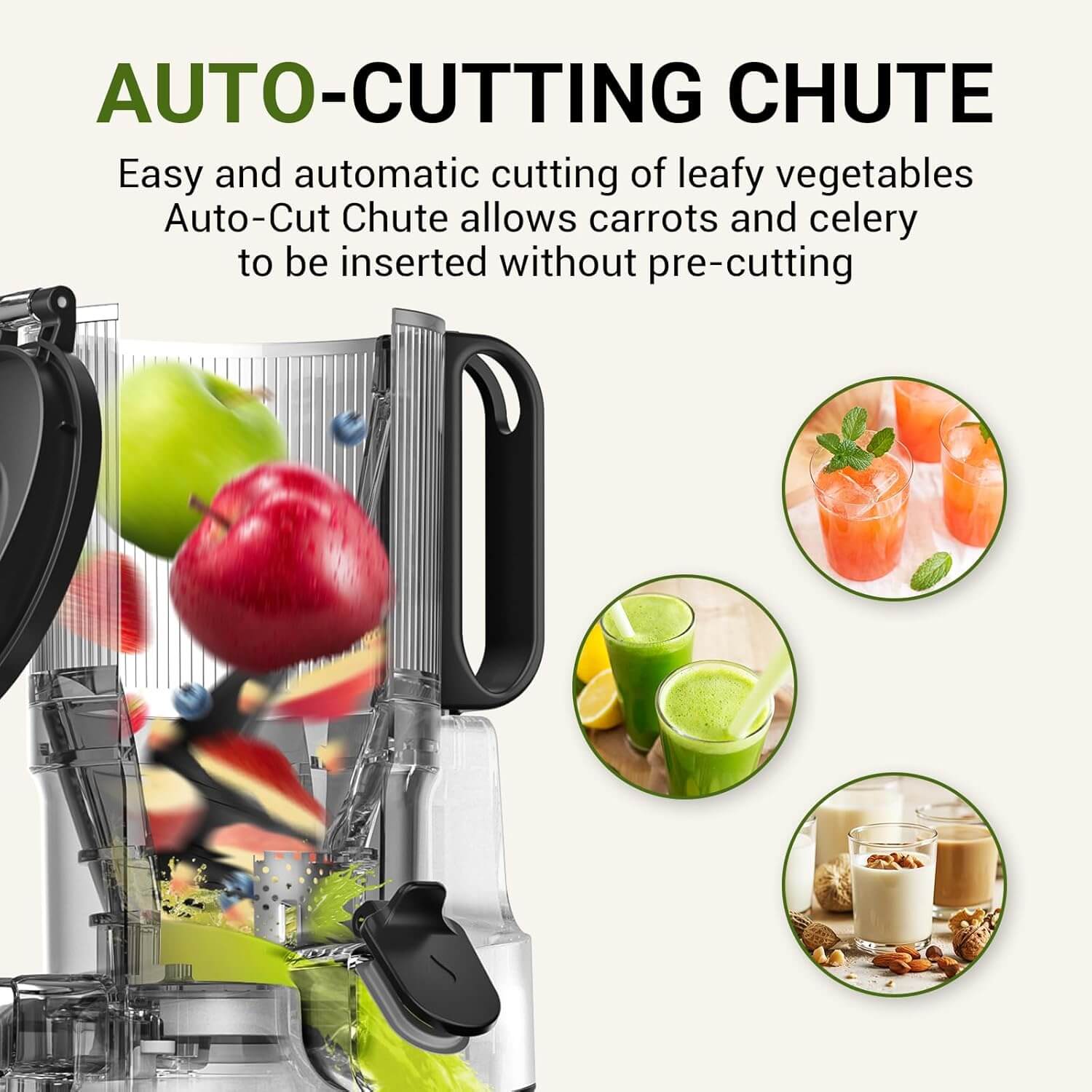 AMZCHEF Masticating Juicer 5.8-Inch Self-Feeding Green 3
