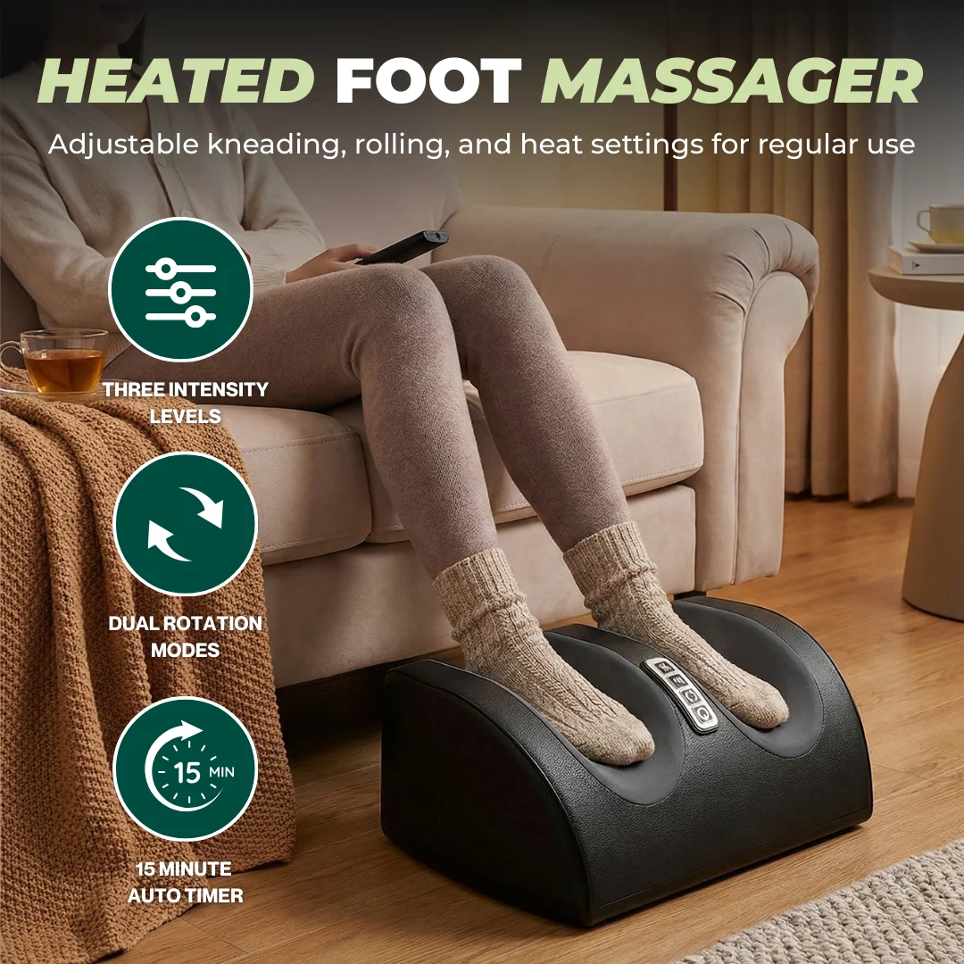 Heated Foot Massager with Roller and Adjustable Intensity Levels
