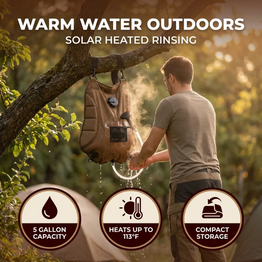 5 Gallon Solar Camping Shower Bag With Hose And Shower Head
