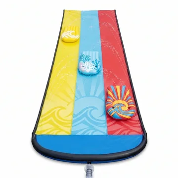 20-Foot Backyard Water Slide with Triple Lanes and 3 Bodyboards