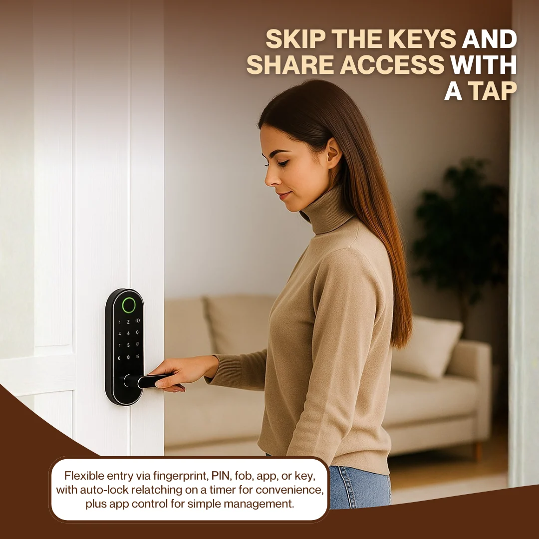 Keyless Door Lock with Fingerprint, PIN Keypad, App and Auto-Lock