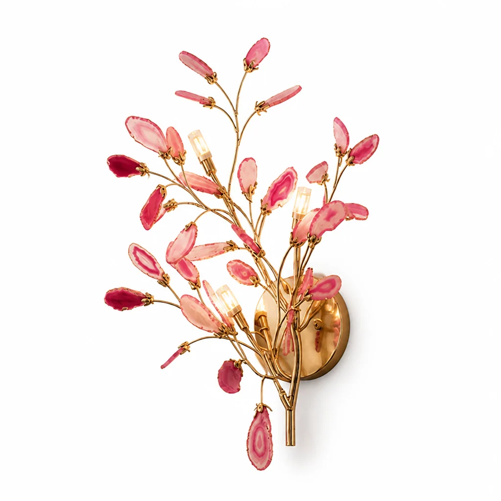 Wall Light Natural Agate Metal Frame Hardwired - Image 15