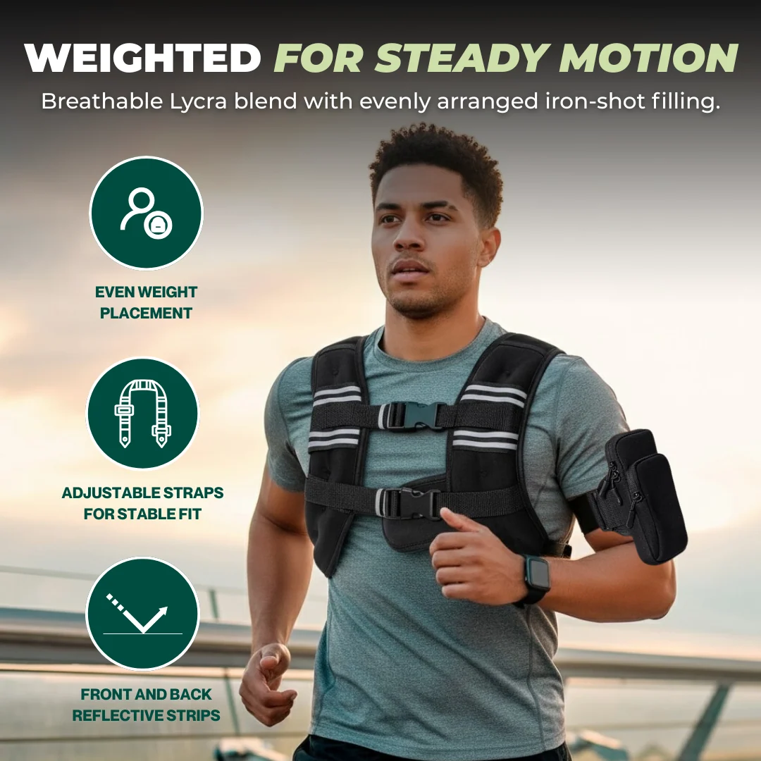 Lycra Weighted Vest with Reflective Stripes Adjustable Straps and Removable Shoulder Pads