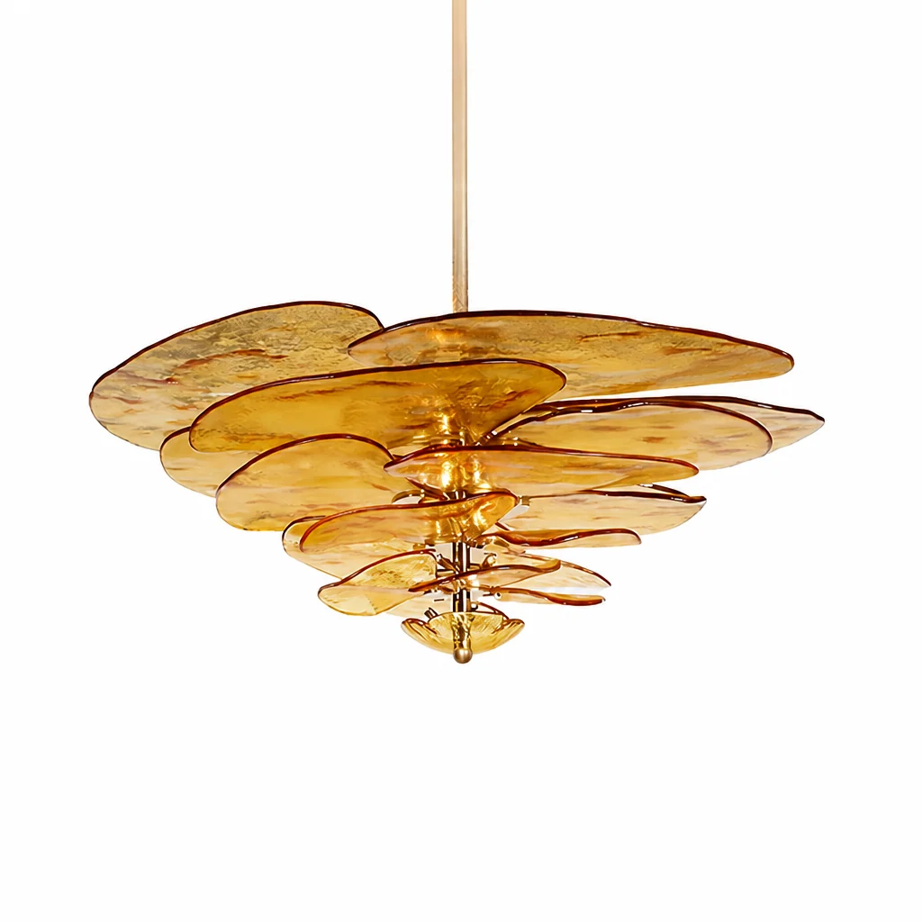 Hand-Cut Glass Copper-Finish Tiered Chandelier (Integrated Lights) - Image 17