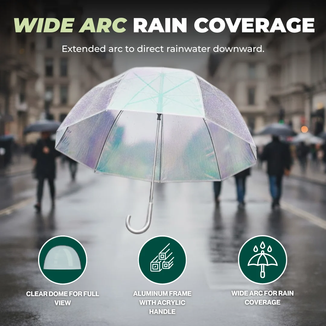 Adult Bubble Umbrella with Clear Dome Canopy for Outdoor Rain Use