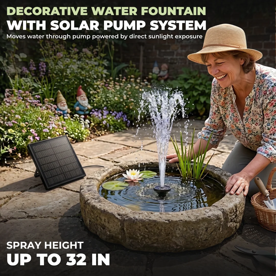 Solar Bird Bath Fountain Pump Kit with 5 Nozzles and 4ft Tubing