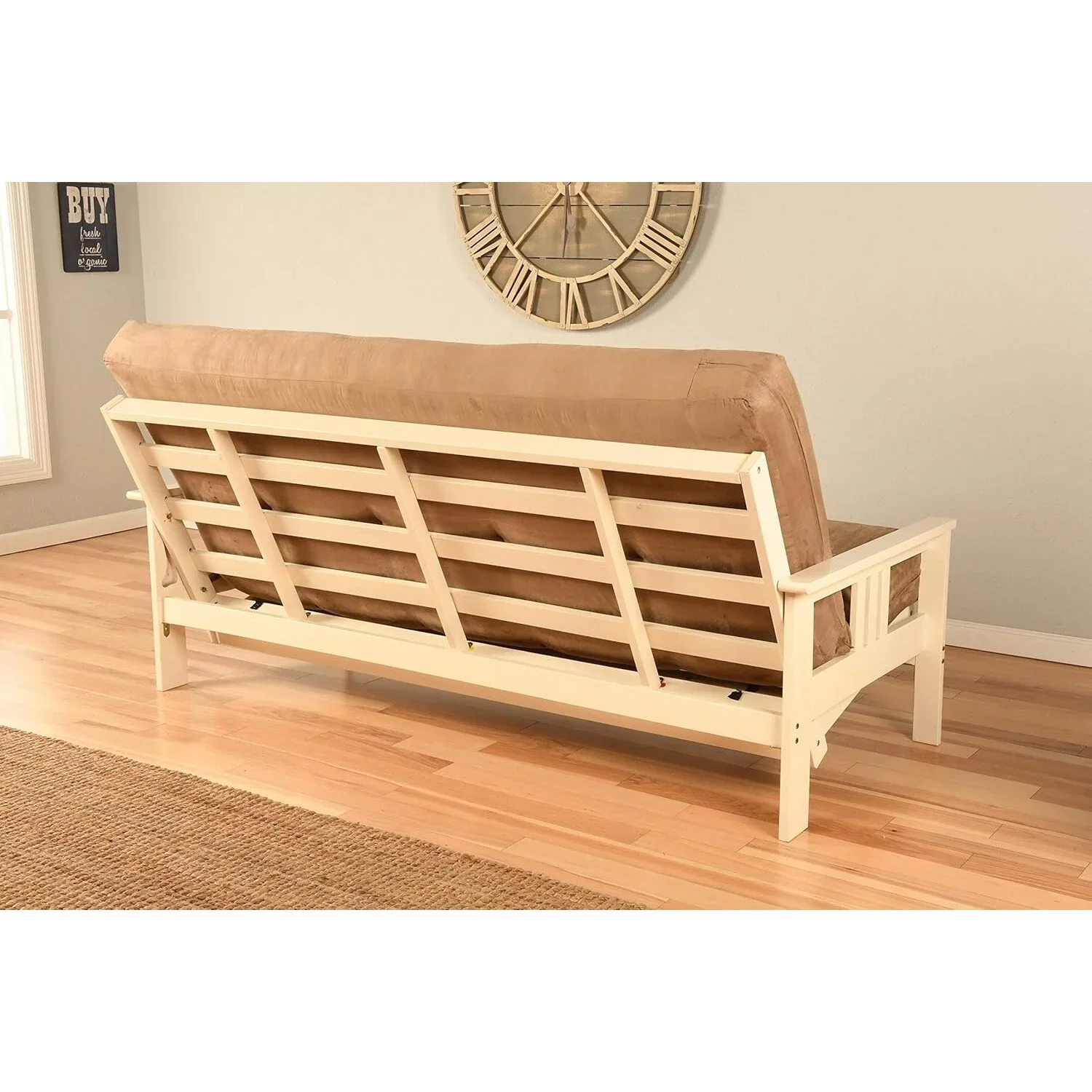 Homestock African Artifacts Full Size Futon Frame Set with Mattress, Easily Converts to Bed, Versatile Design Futon Frame for All Spaces, 33"H x 79"L x 37"D-Color:Linen Charcoal,Size:Barbados - Image 47