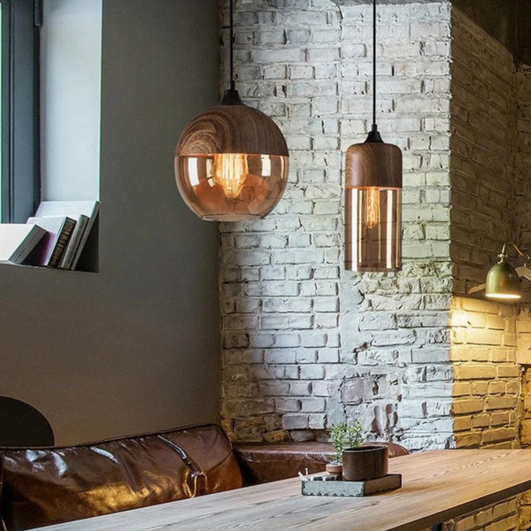 Versatile Wooden Pendant Light – Adjustable Glass Fixture for Home - Image 4