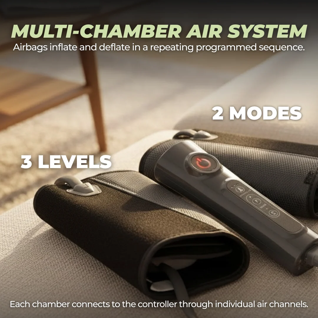 Air Compression Leg Massager with Adjustable Wraps and Timer
