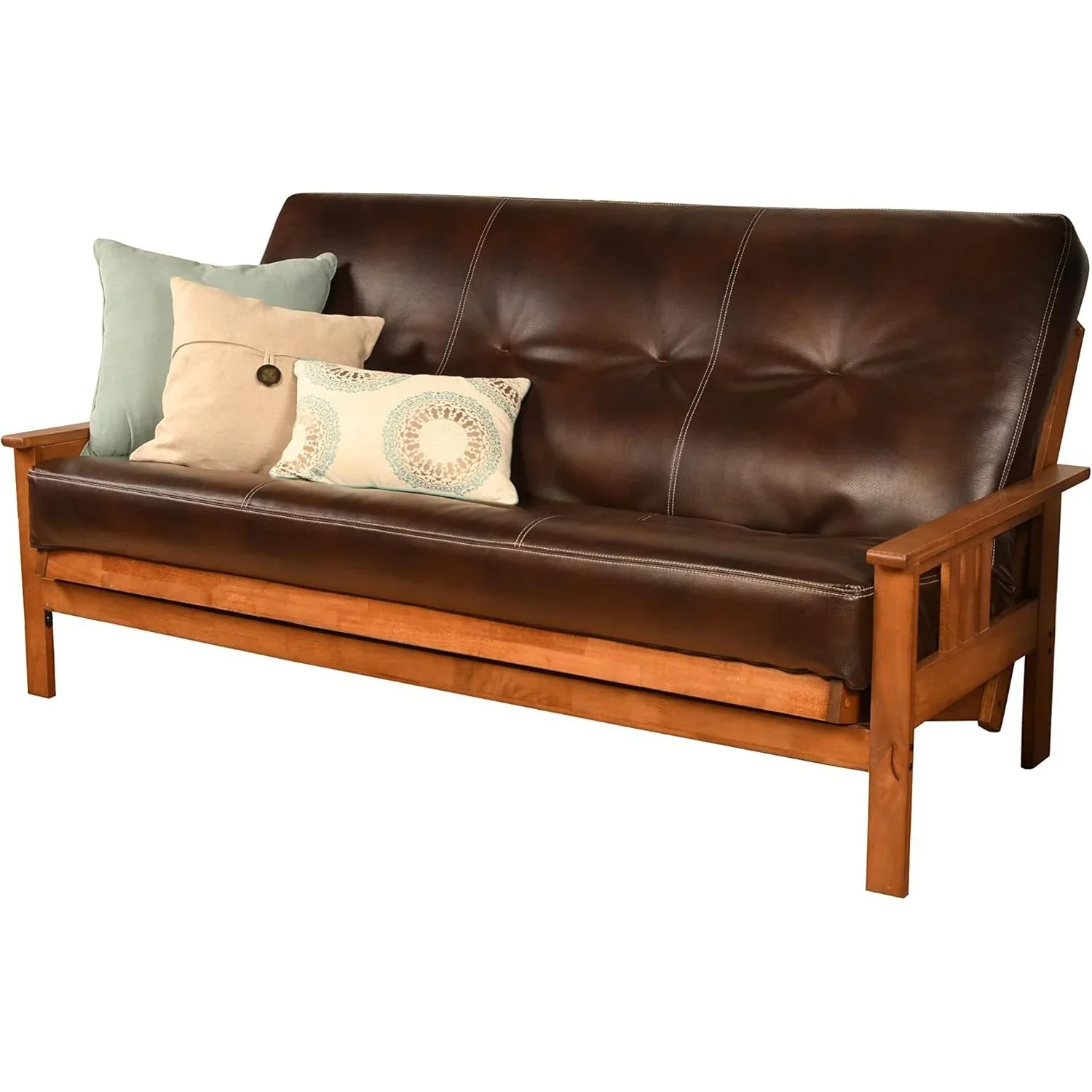 Homestock African Artifacts Full Size Futon Frame Set with Mattress, Easily Converts to Bed, Versatile Design Futon Frame for All Spaces, 33"H x 79"L x 37"D-Color:Linen Charcoal,Size:Barbados - Image 75