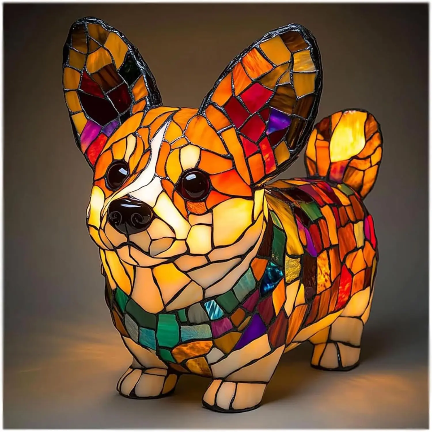 Enchanting Pooch Stained Glass Accent Lamp