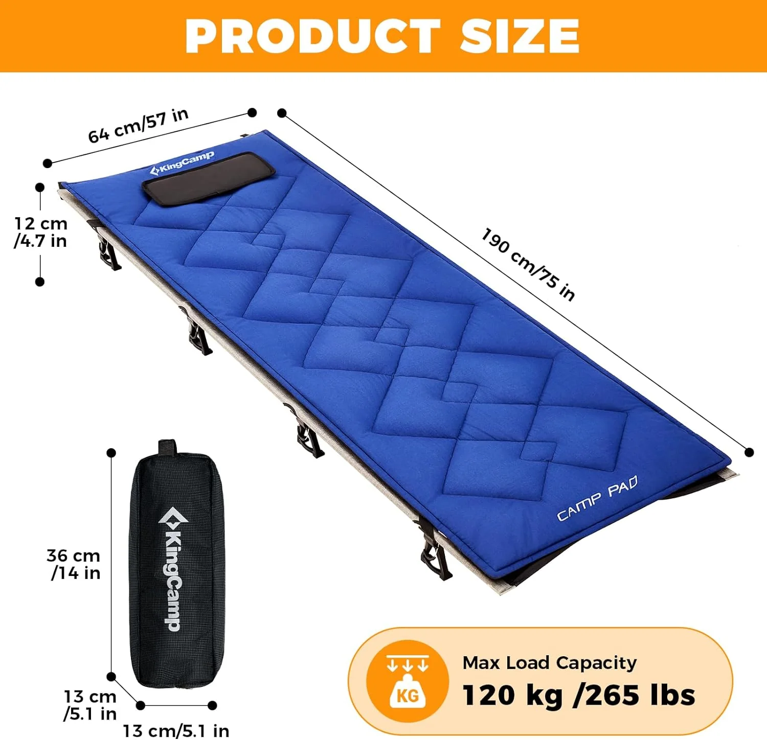 KingCamp Ultralight Camping Cot with Mattress - Image 10