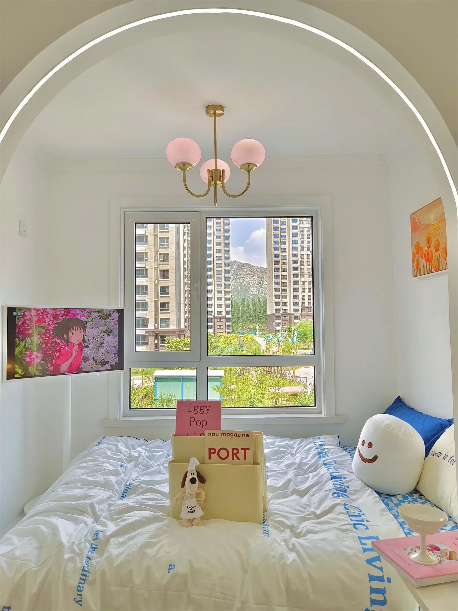 Chic Pastel Pink Ceiling Fixture with Gold Accents - Image 15
