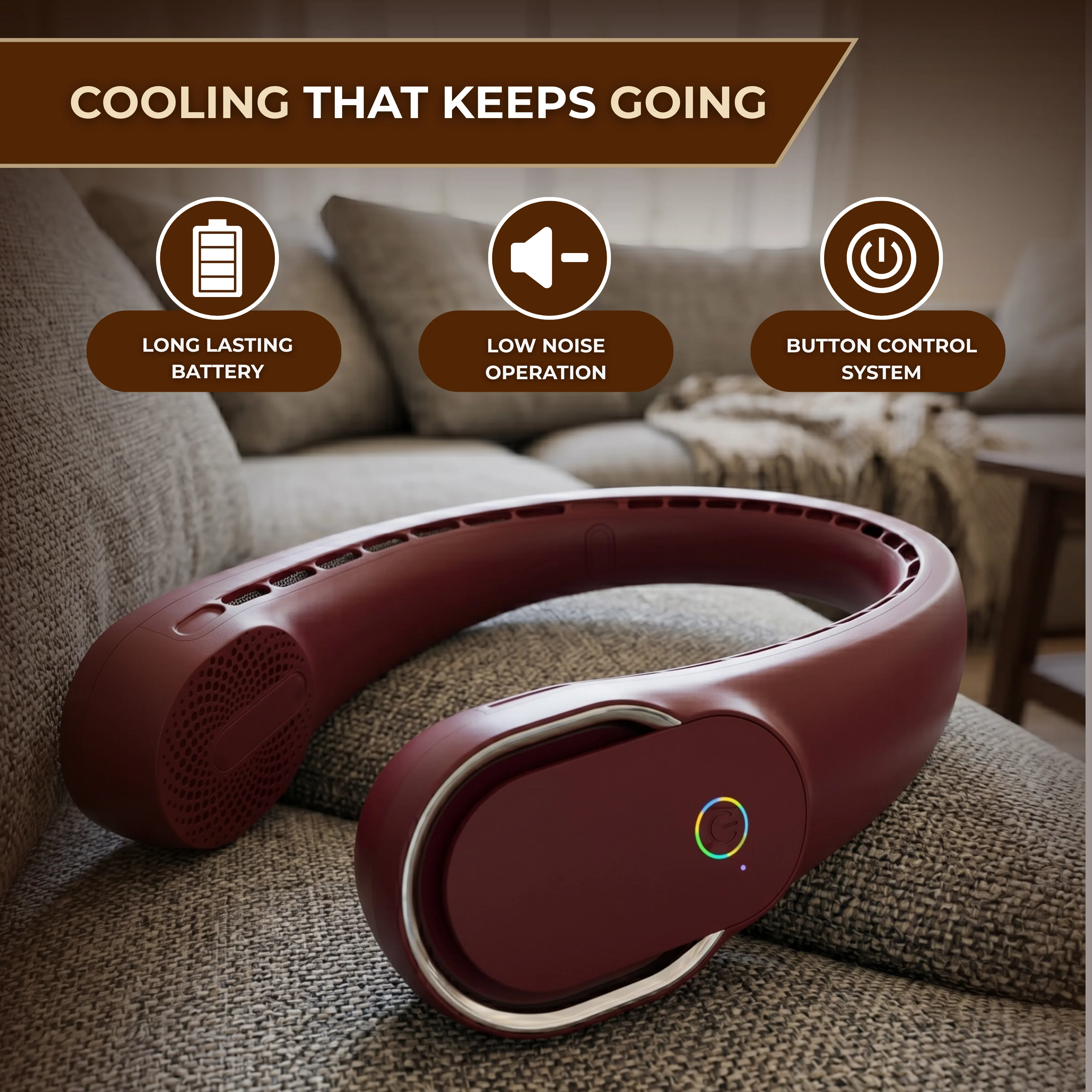 Portable Wearable Neck Fan 4000mAh Bladeless 3 Speed 360 Airflow