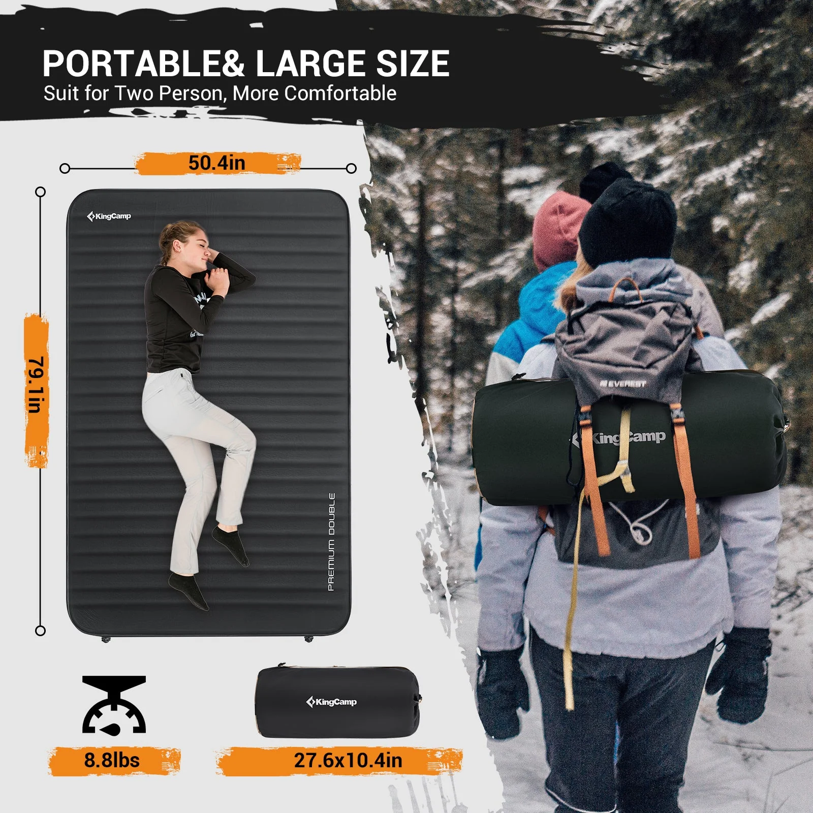 KingCamp PREMIUM Self Inflating Foam Sleeping Pad Double/Single - Image 9